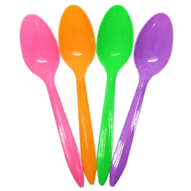 [1,000 ct] Plastic Tea Spoons | Medium Weight (Rainbow)