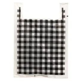 100/Pkg Black & White Plaid Large Plastic Bags 30 x20 x10"