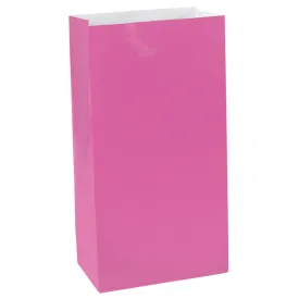 12 Mini Paper Bags Bright Pink  6.5x3x2in