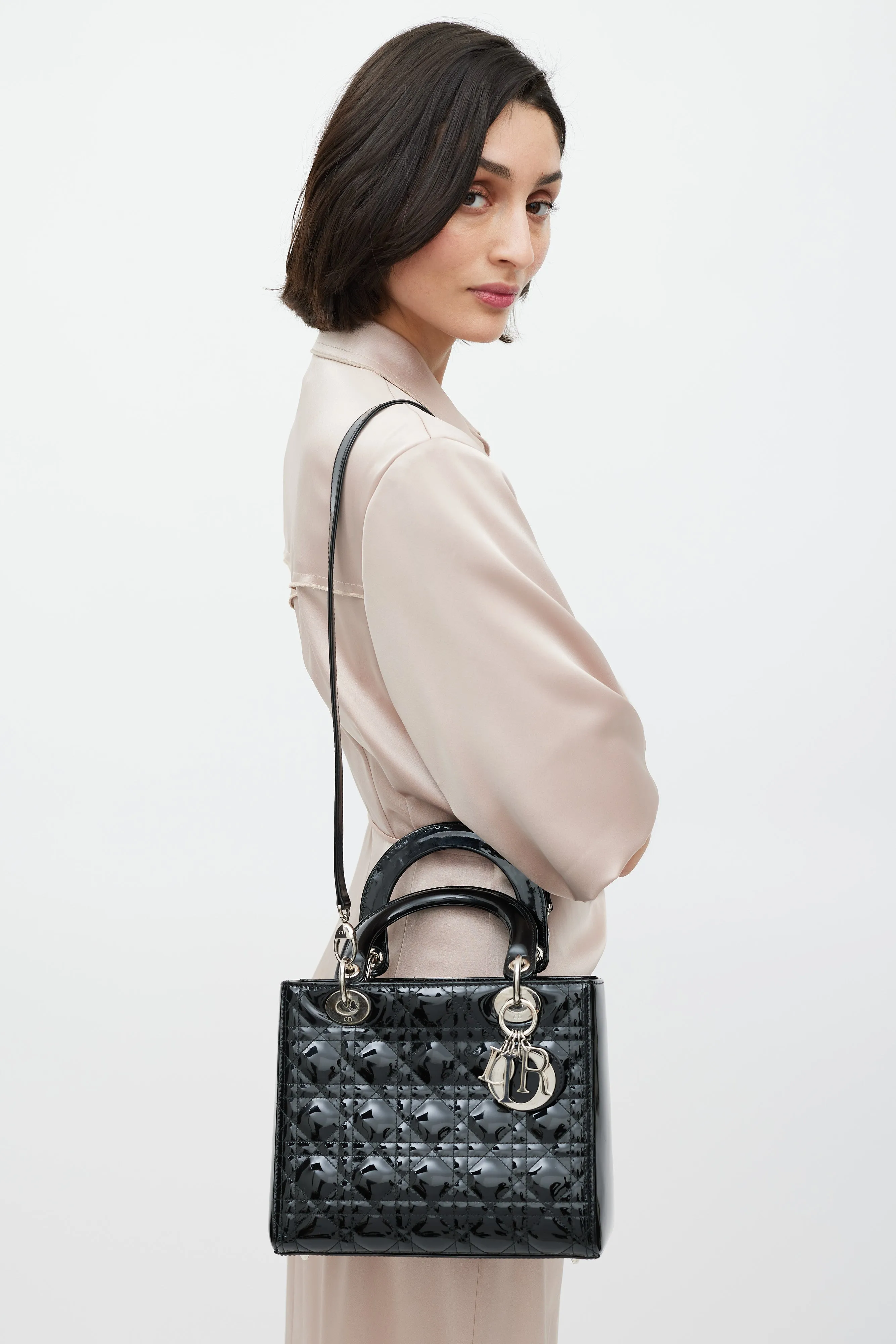 2009 Black Patent Medium Lady Dior Bag