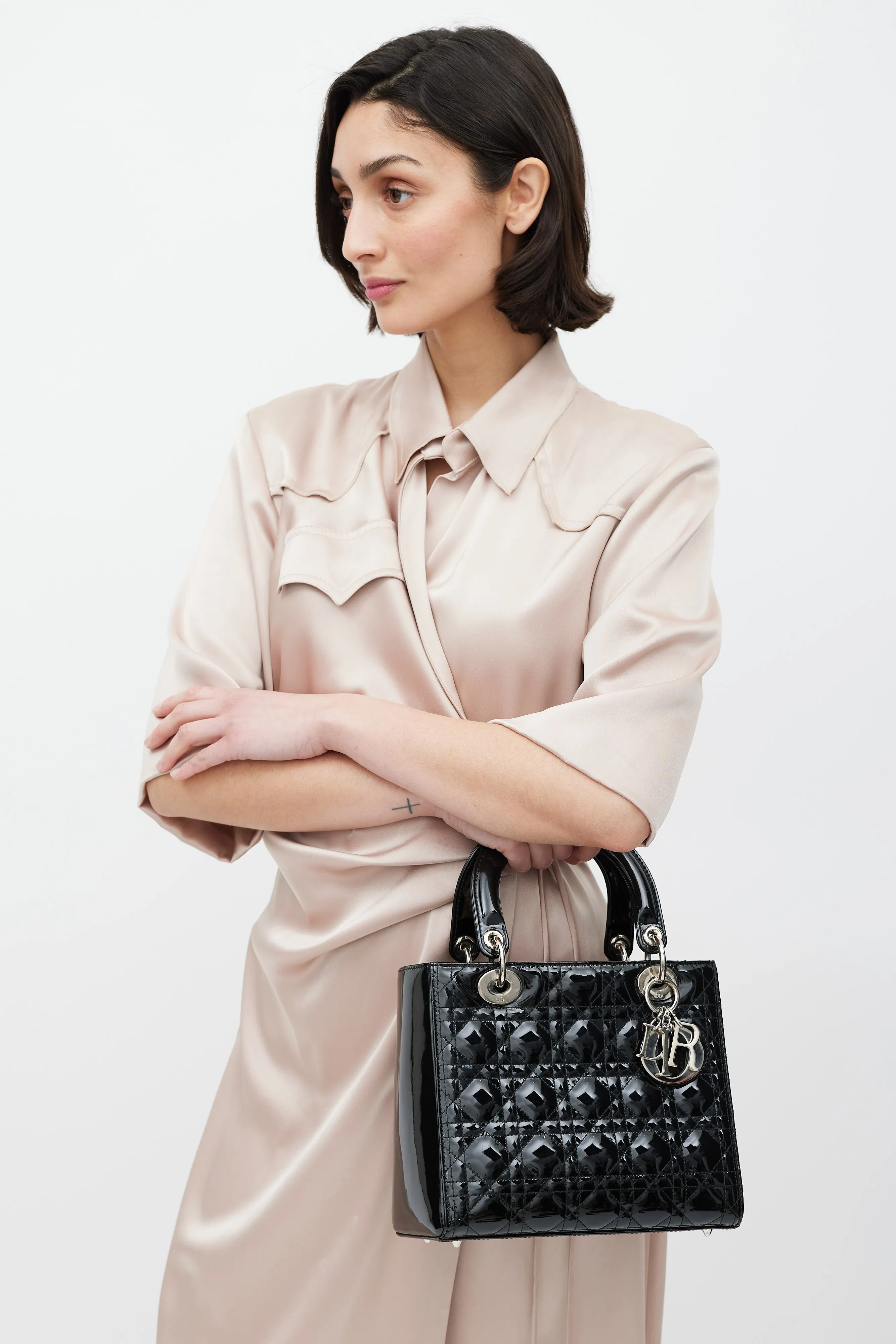 2009 Black Patent Medium Lady Dior Bag