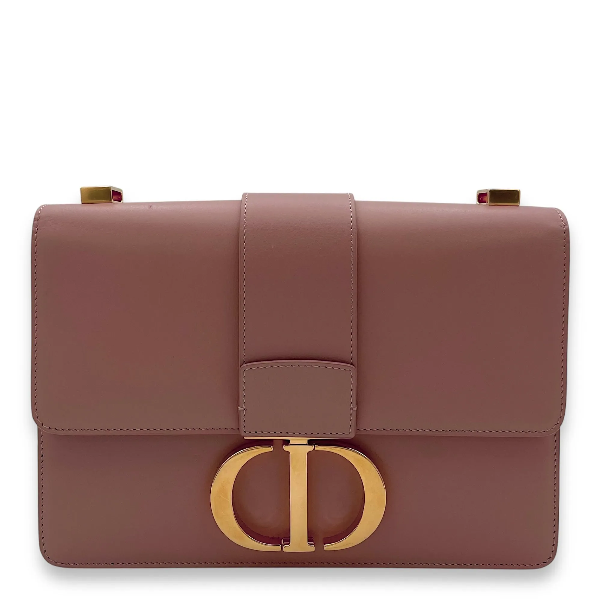 30 Montaigne Medium Pink Shoulder Bag in Calfskin, Gold hardware