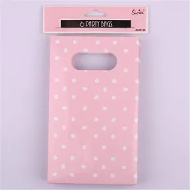 6pk Pink Paper Party Loot Bags with White Dotty