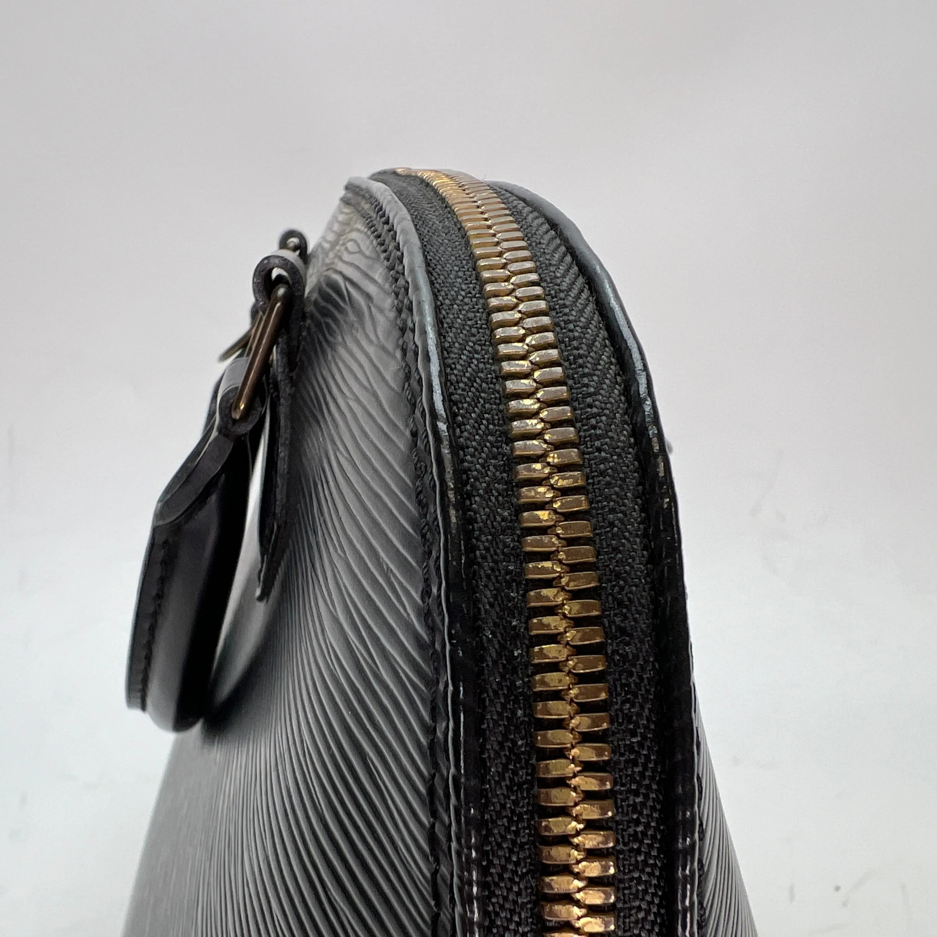 Alma PM Black Top Handle Bag in Epi Leather, Gold hardware