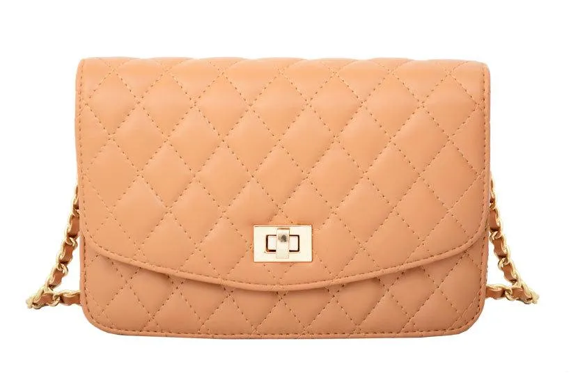 Amanda Quilted Crossbody Bag - Beige