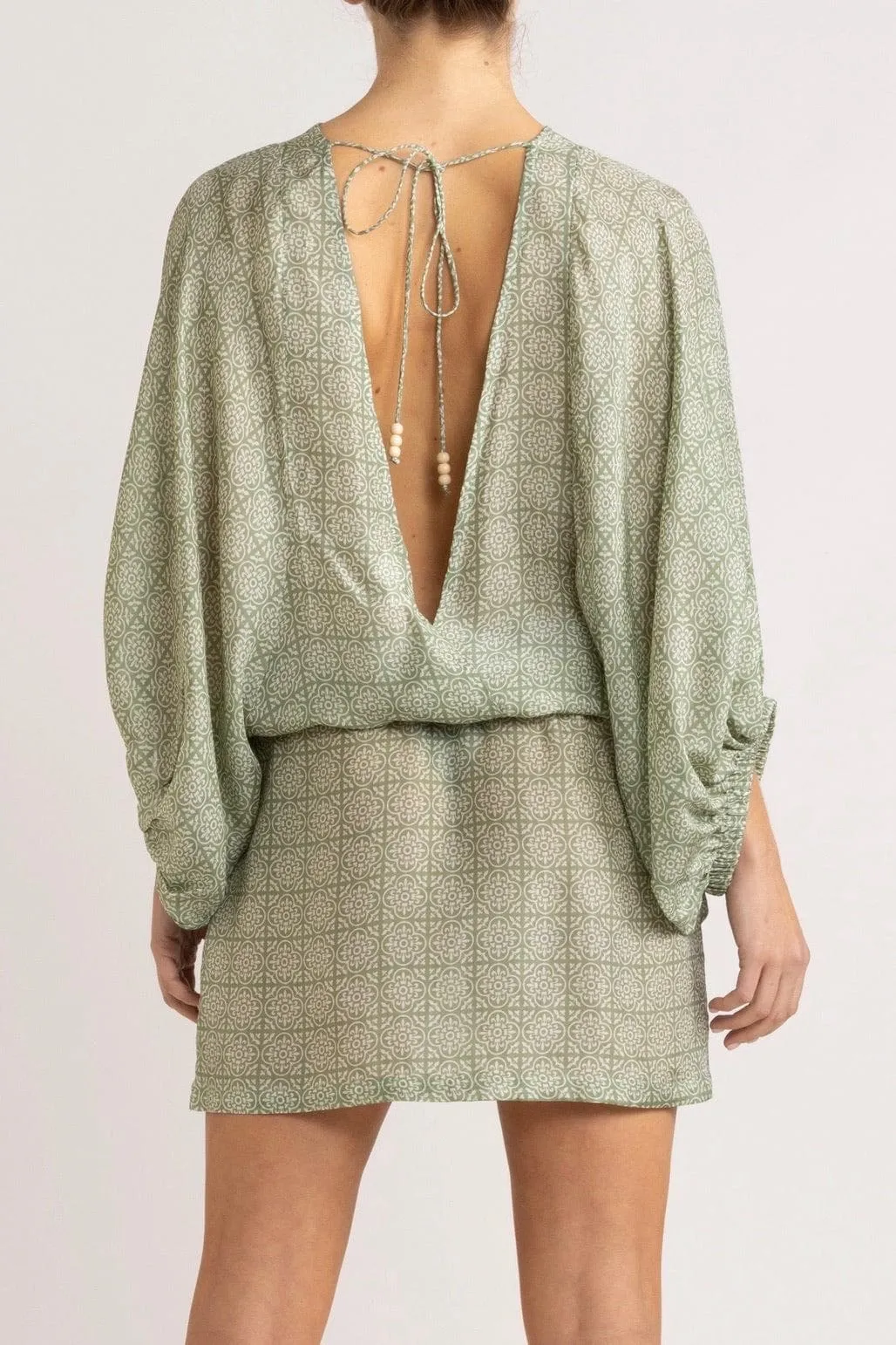 Angelique Jade Green Silk Short Dress