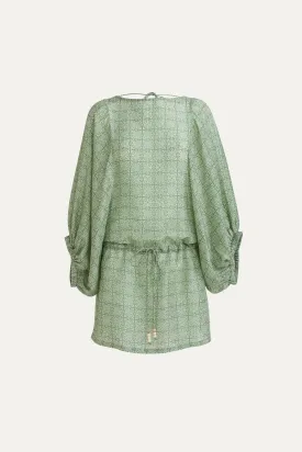 Angelique Jade Green Silk Short Dress