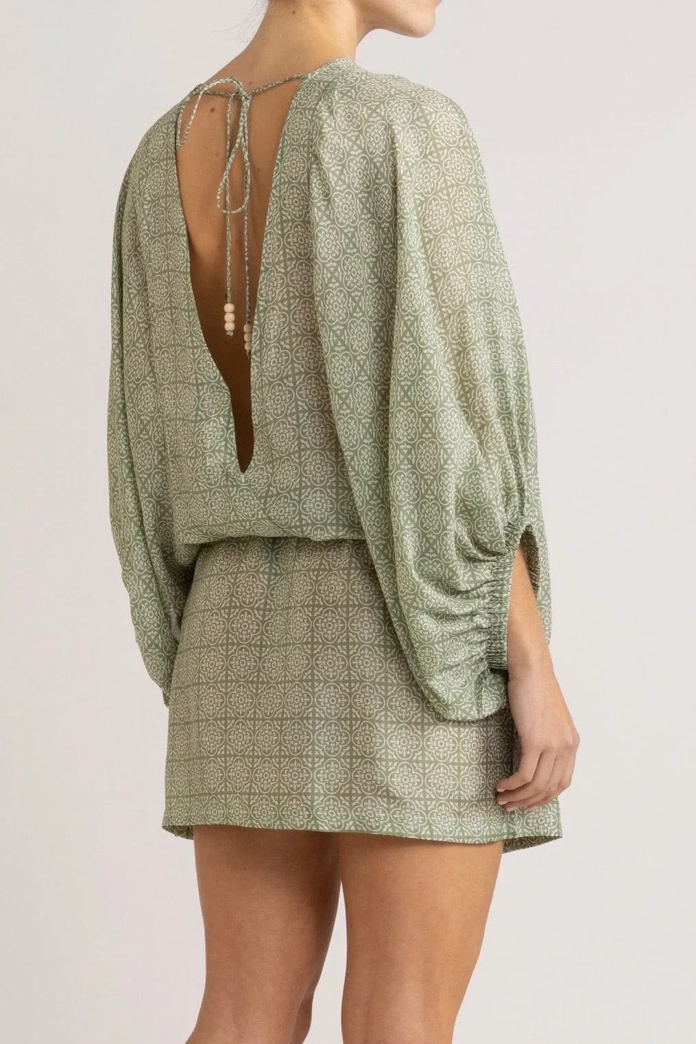 Angelique Jade Green Silk Short Dress