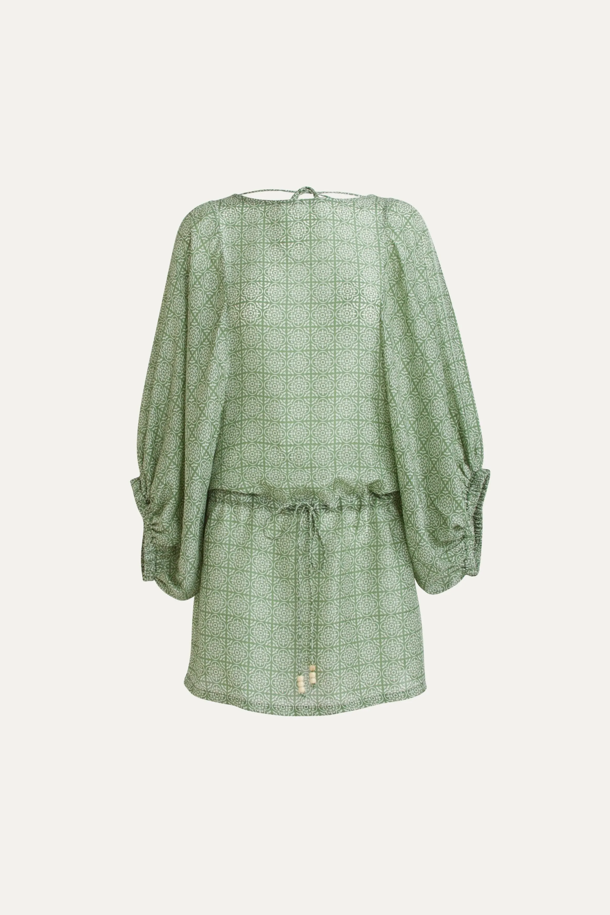 Angelique Jade Green Silk Short Dress