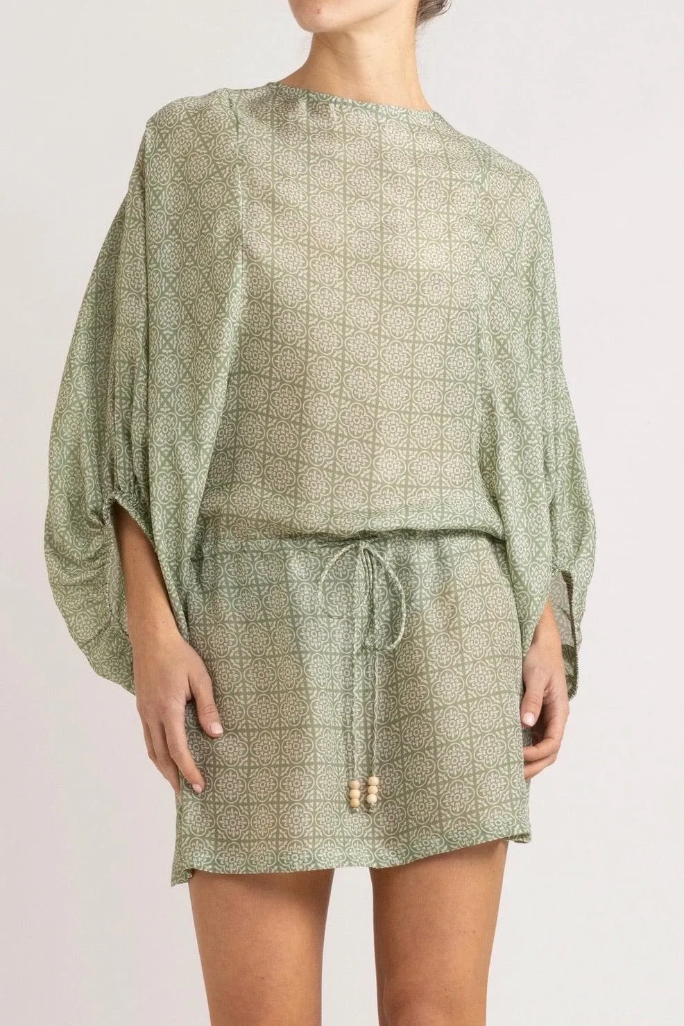 Angelique Jade Green Silk Short Dress