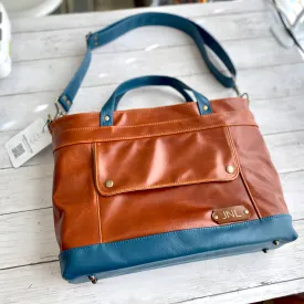 Archive Mini in Cognac, Dark Teal