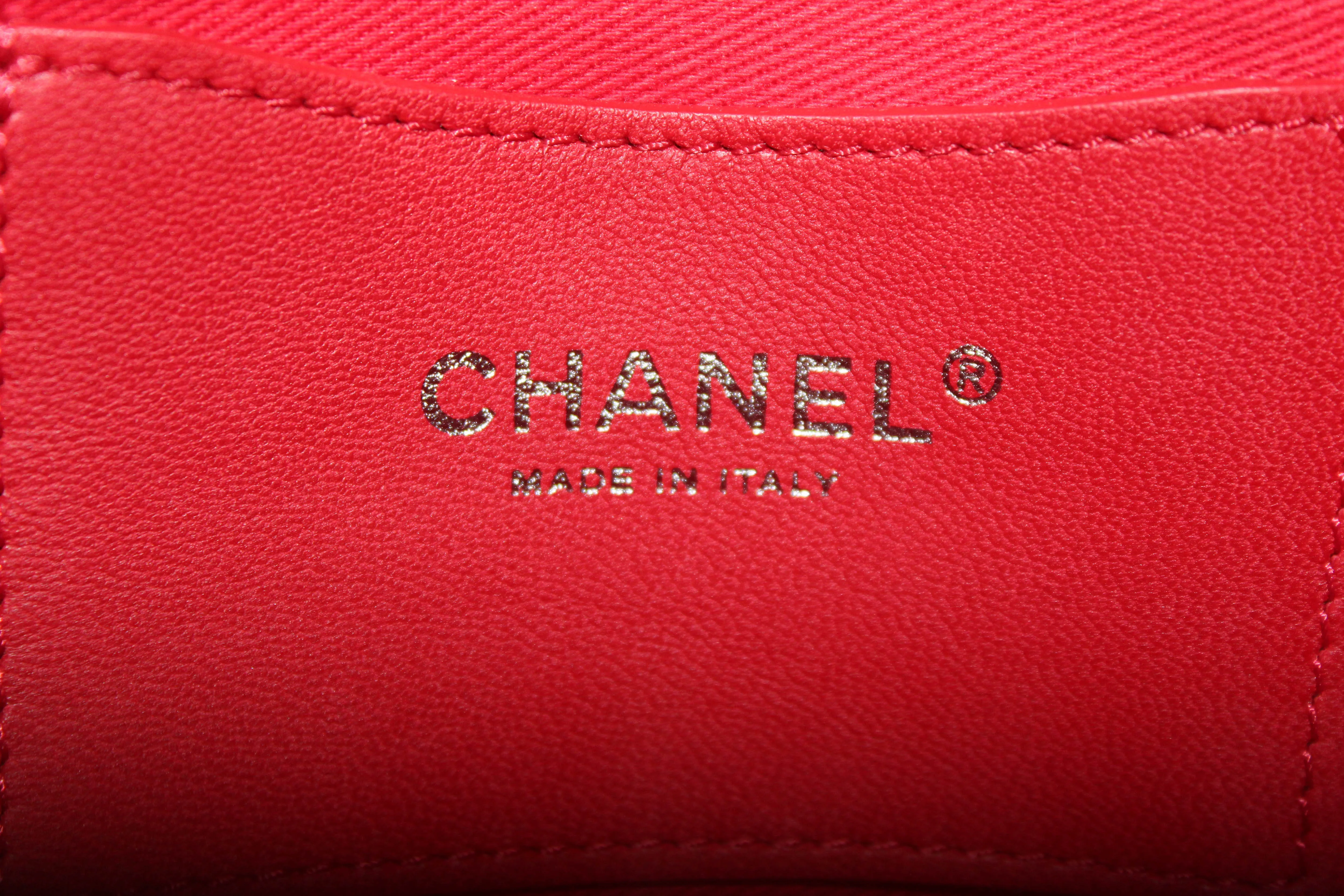Authentic Chanel Red Quilted Patent Leather Bowling Mademoiselle Shoulder Bag