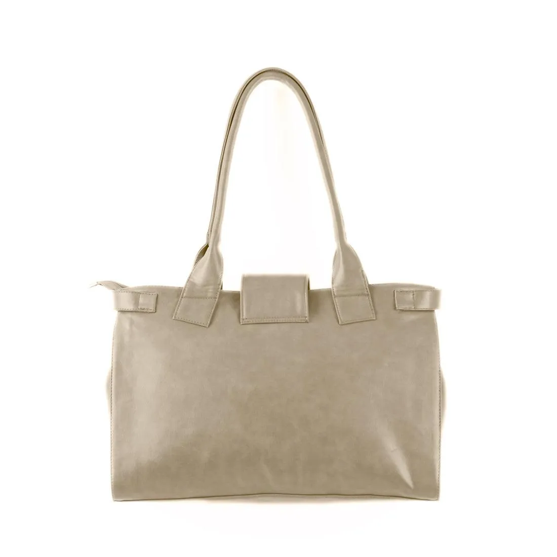 Beige Double Handle Large Bag Abstract
