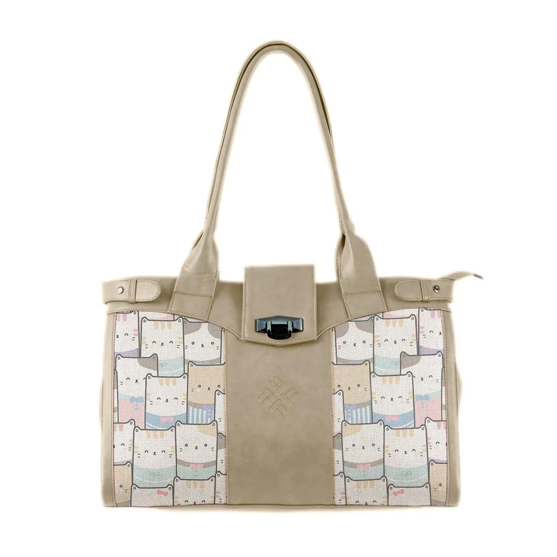 Beige Double Handle Large Bag Kitty
