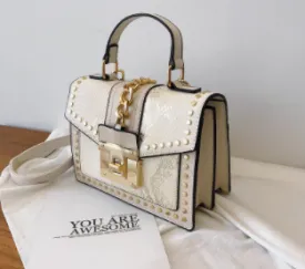 Beige Gold Link Purse