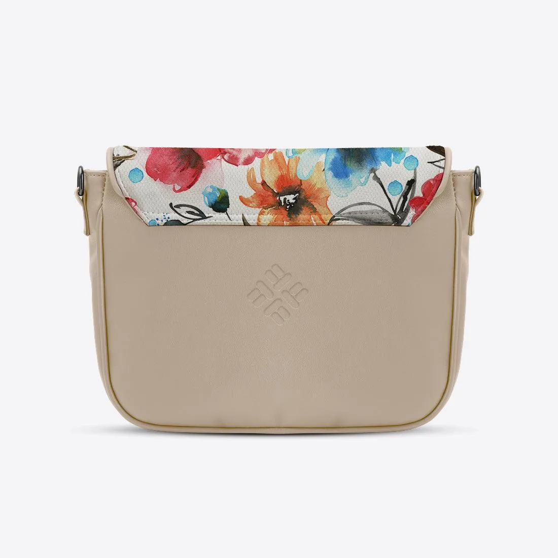 Beige Messenger Crossbody White Floral