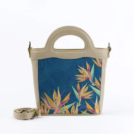 Beige Top Handle Handbag Floral Shades