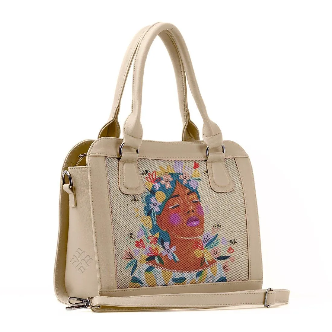 Beige Travel Hobo Bag Save the bees