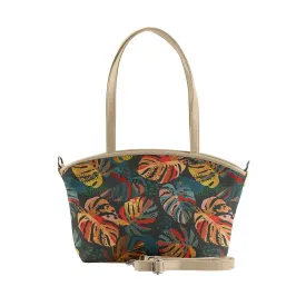 Beige Wide Tote Bag Big Leafs
