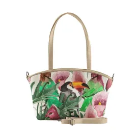 Beige Wide Tote Bag Bird