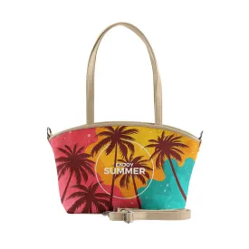 Beige Wide Tote Bag Enjoy Summer