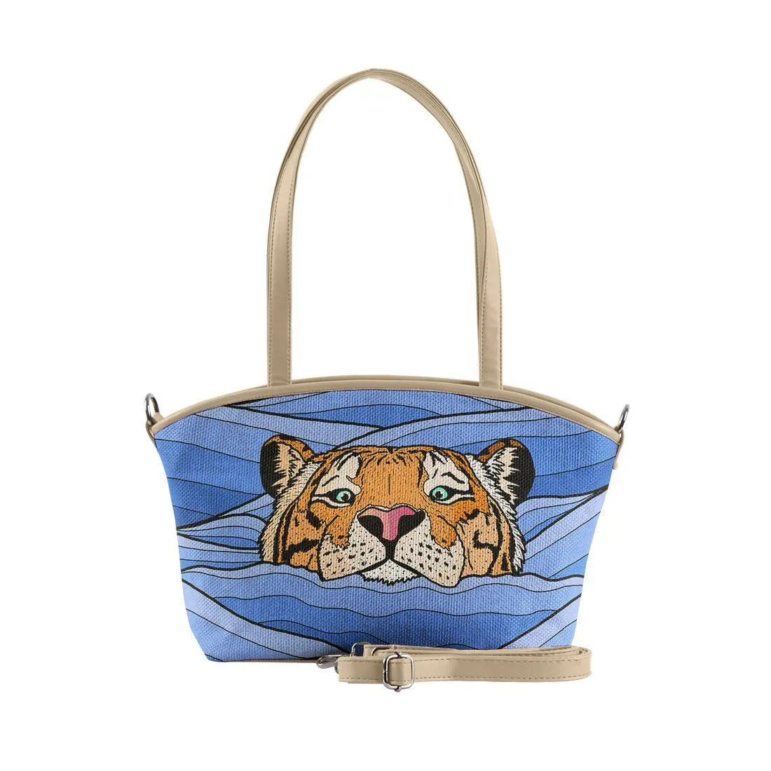 Beige Wide Tote Bag Sea tiger
