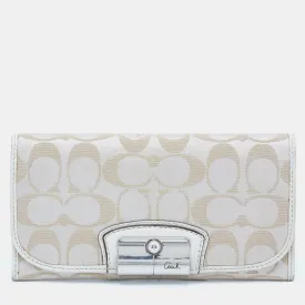 Beige/White Signature Canvas and Leather Flap Continental Wallet