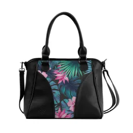 Black Ladies Handbag Garden Rose