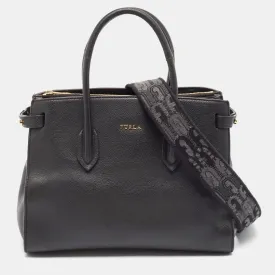 Black Leather Pin S Tote