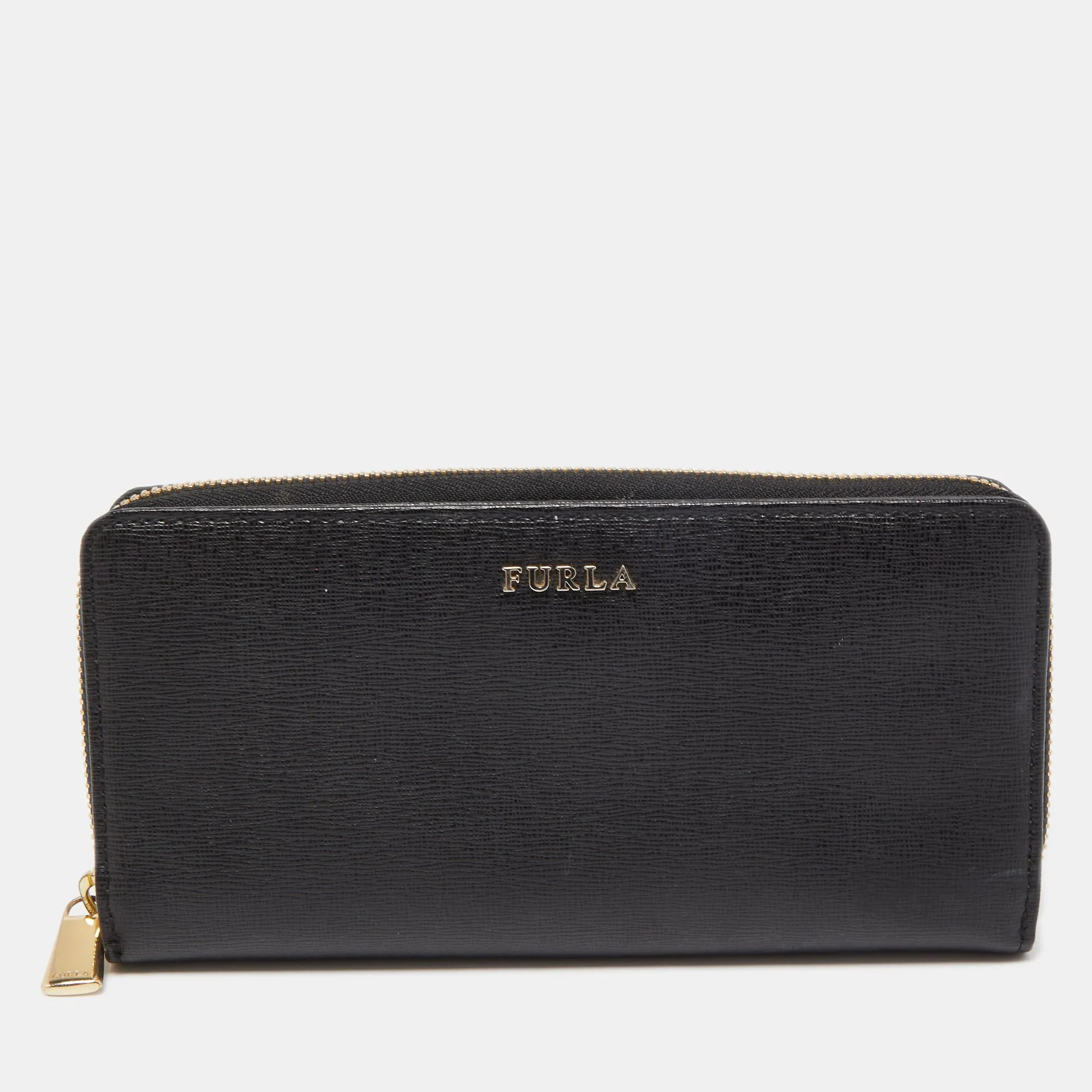 Black Leather Zip Around Flap Continental Wallet