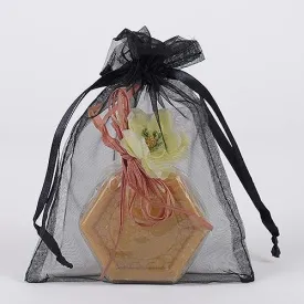 Black - Organza Bags - ( 6x15 Inch - 10 Bags )