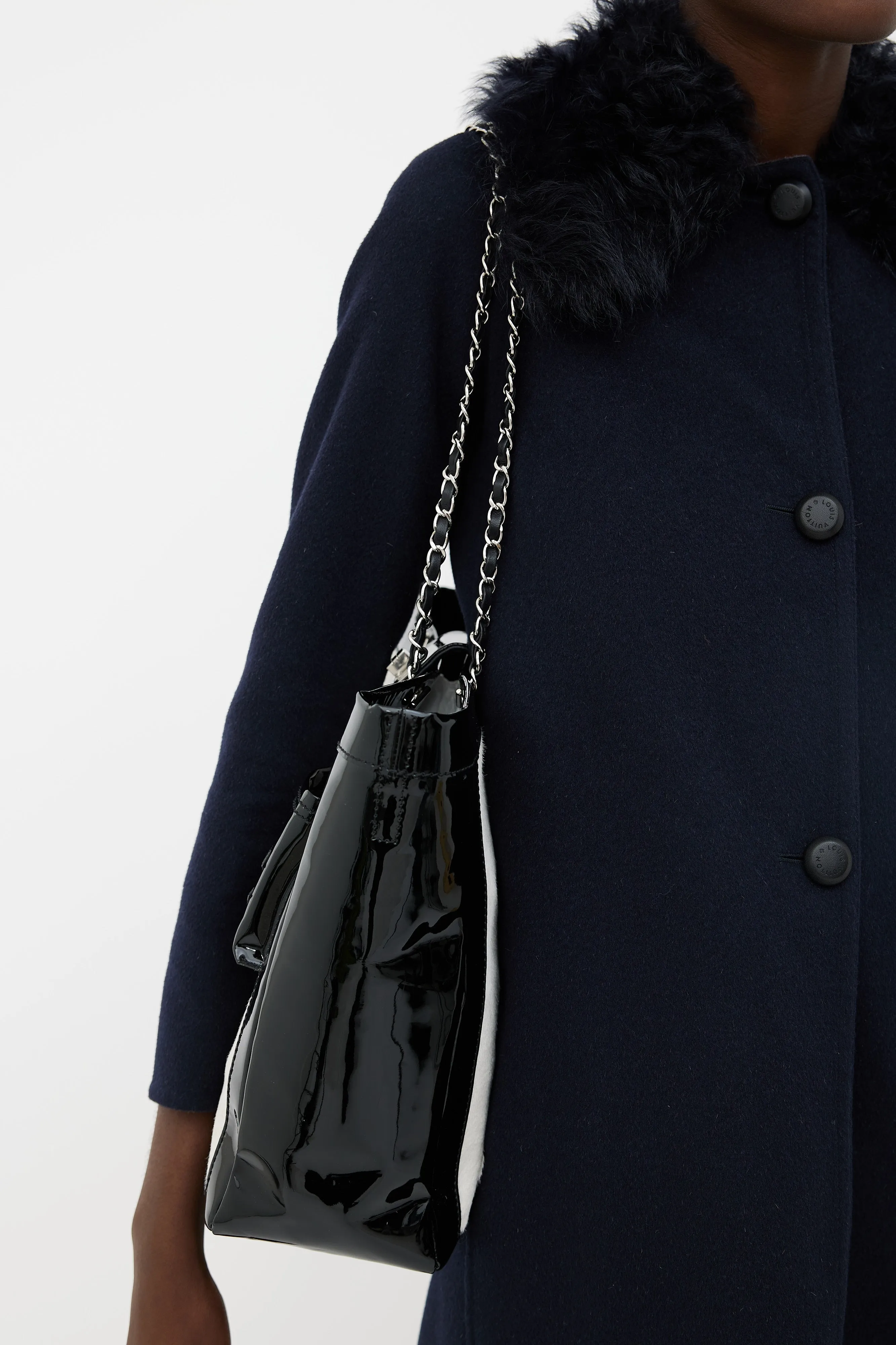 Black Patent & Cream Hair Tote Bag