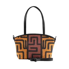 Black Wide Tote Bag African Tribal