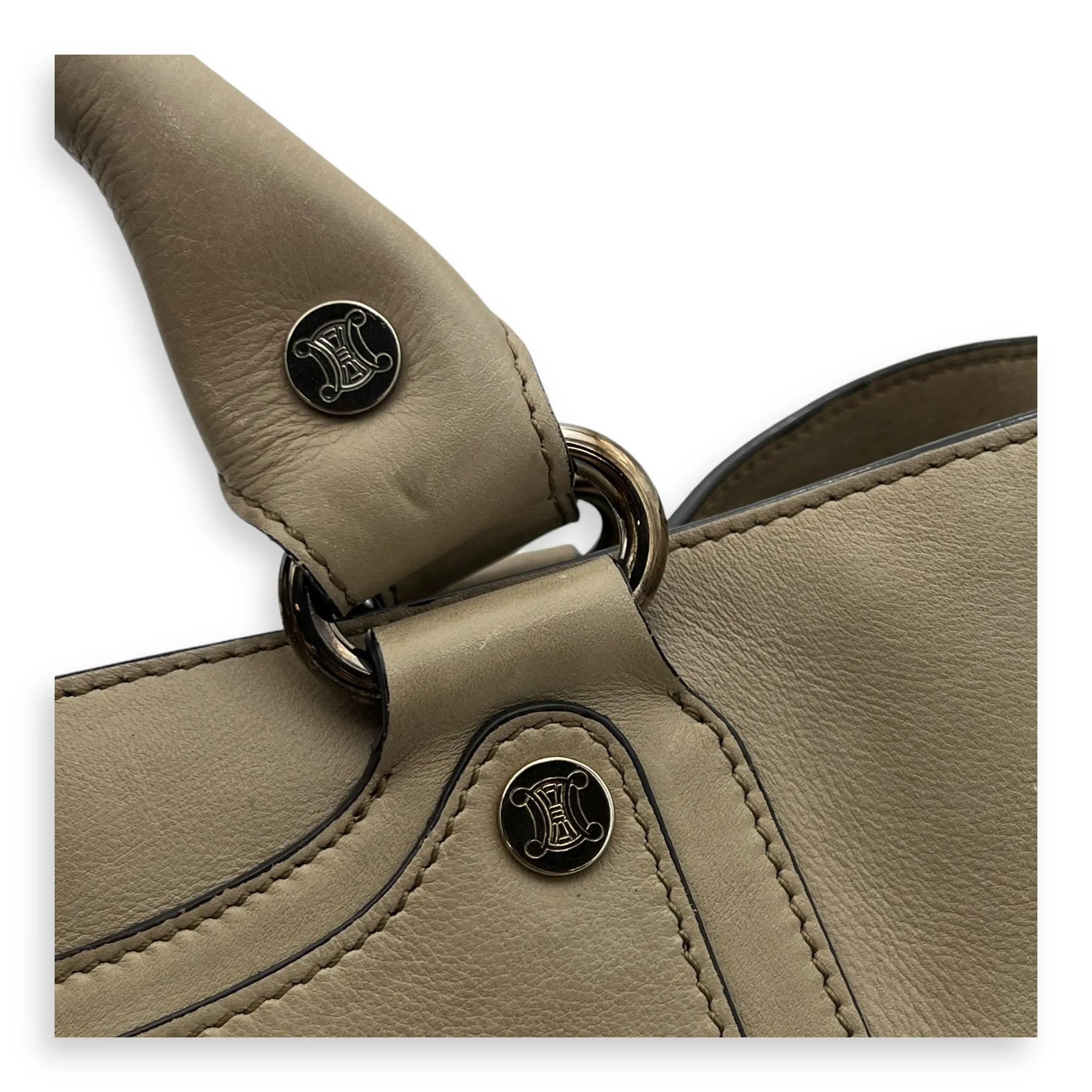Boogie Top Handle Bag Beige in Calfskin, Silver hardware