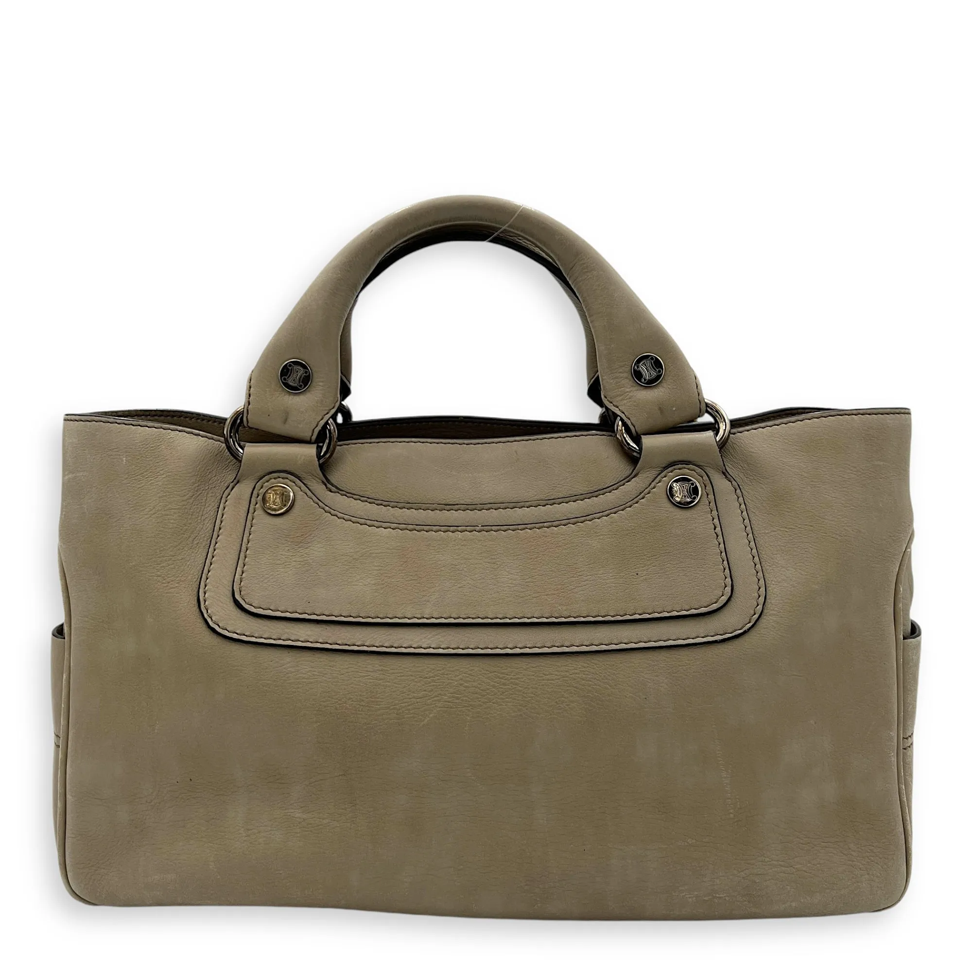 Boogie Top Handle Bag Beige in Calfskin, Silver hardware