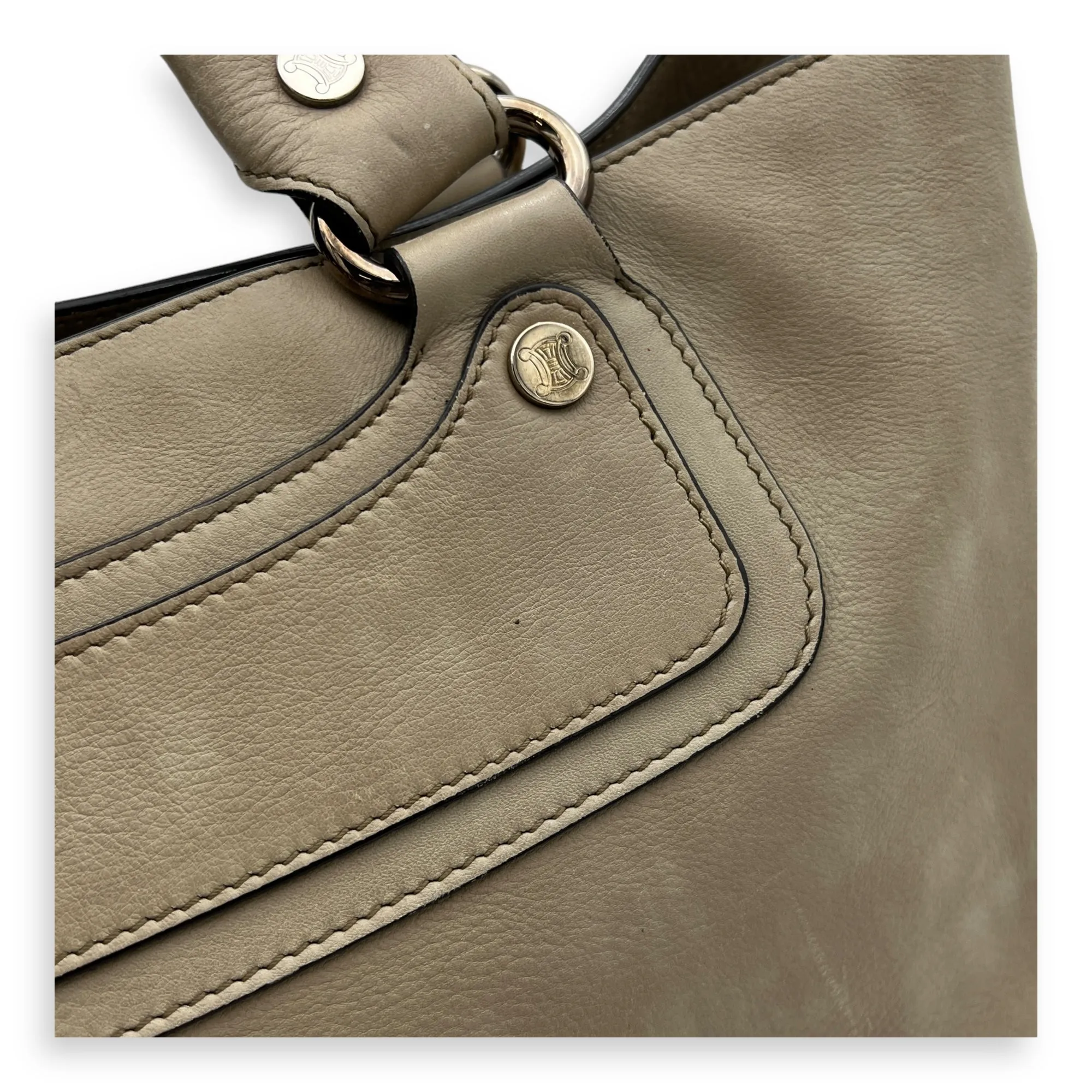 Boogie Top Handle Bag Beige in Calfskin, Silver hardware