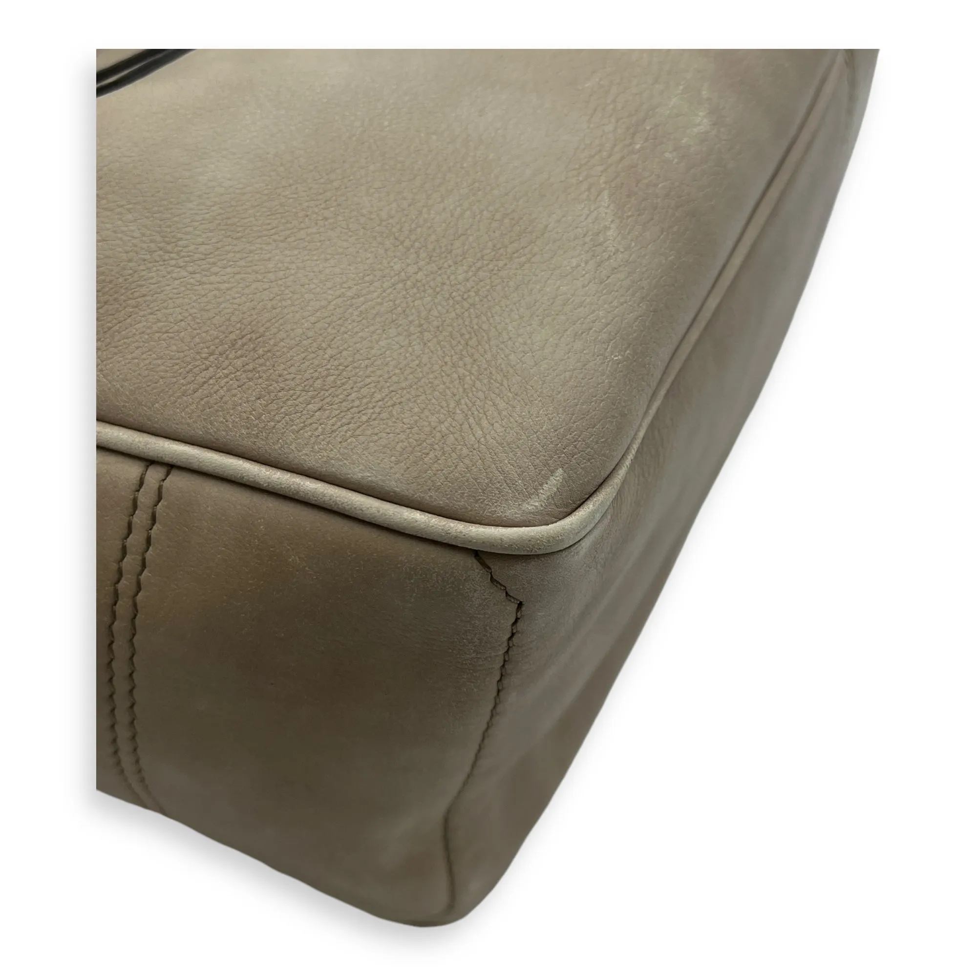 Boogie Top Handle Bag Beige in Calfskin, Silver hardware