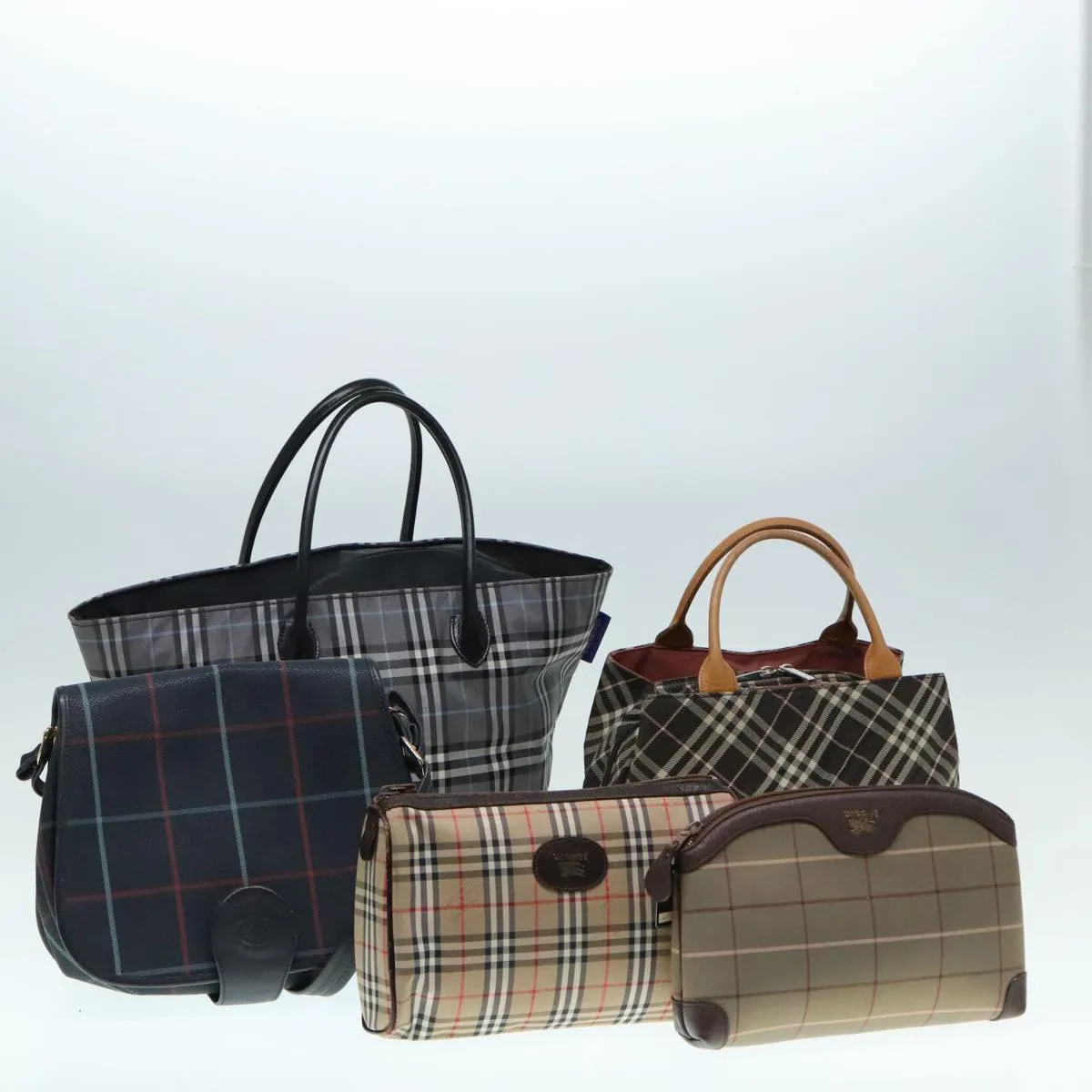 BURBERRY Blue Label Nova Check Shoulder Bag Canvas 3Set Black Beige ti2057