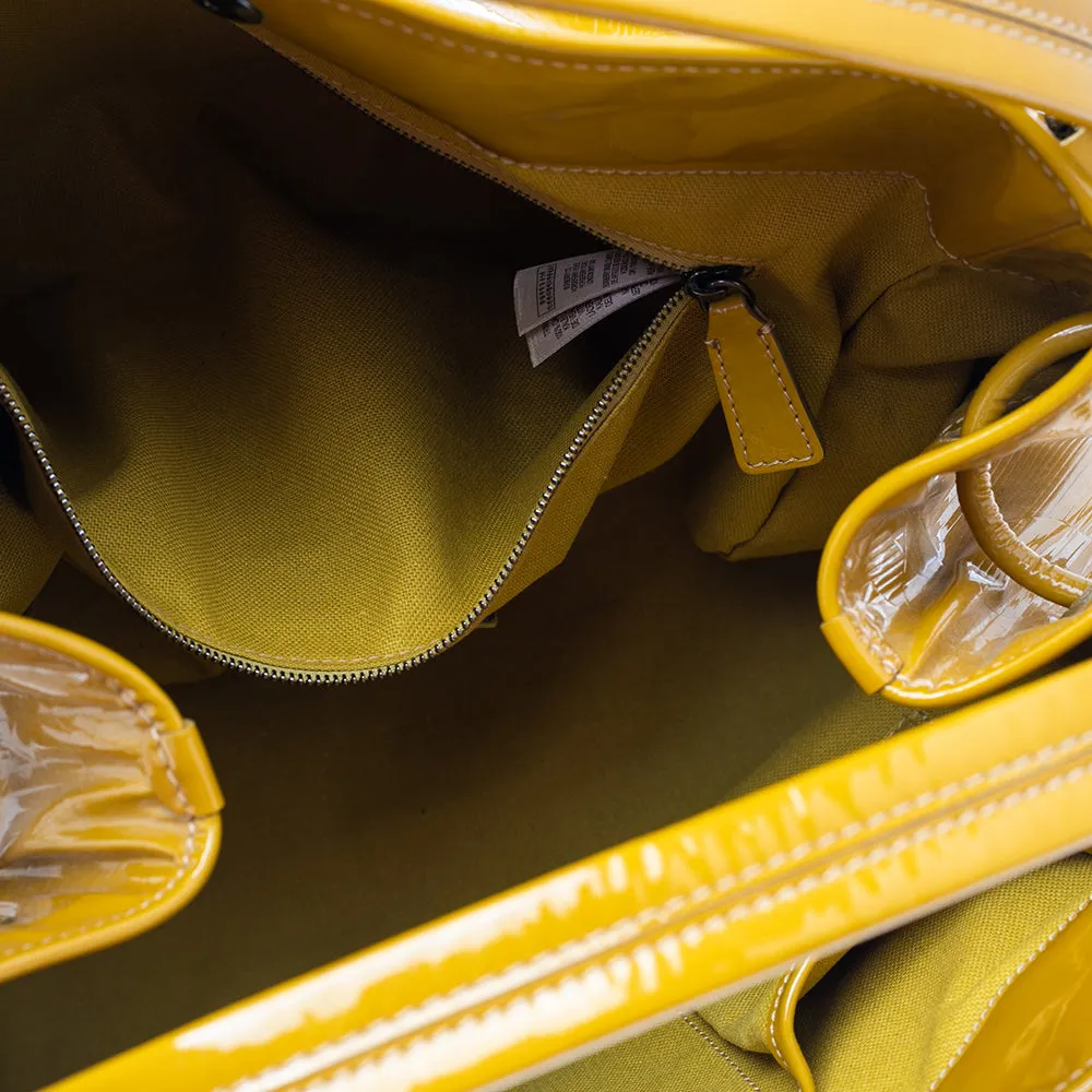 Burberry Mustard Patent Leather Large Bilmore Tote
