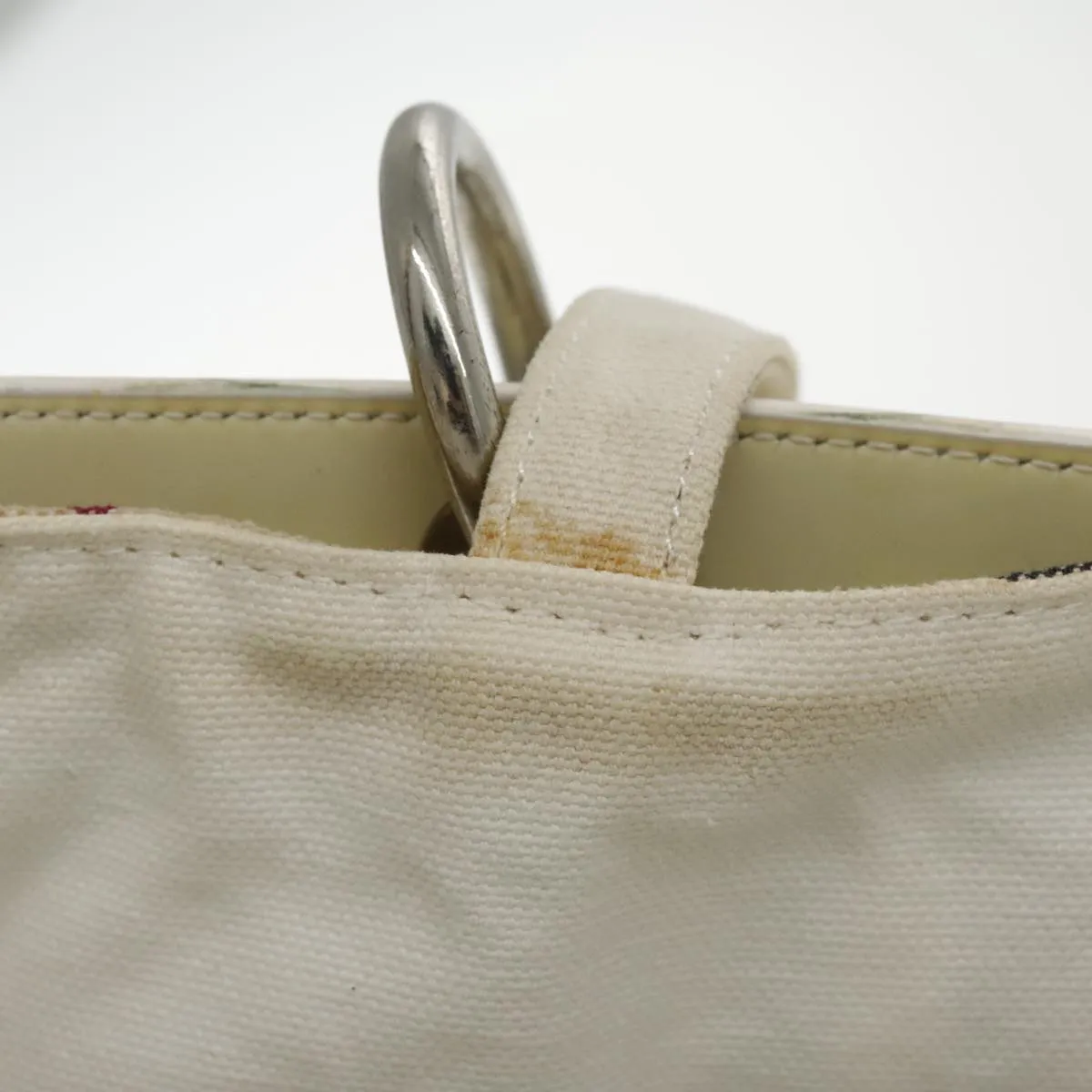 BURBERRY Nova Check Bag Vinyl Canvas Leather Clear Beige Silver hk1701