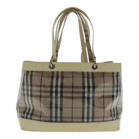 BURBERRY Nova Check Bag Vinyl Canvas Leather Clear Beige Silver hk1701