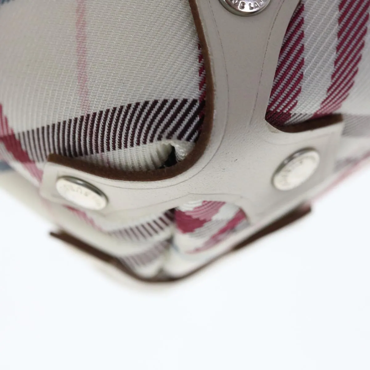 BURBERRY Nova Check Blue Label Shoulder Bag Nylon White Red 59498