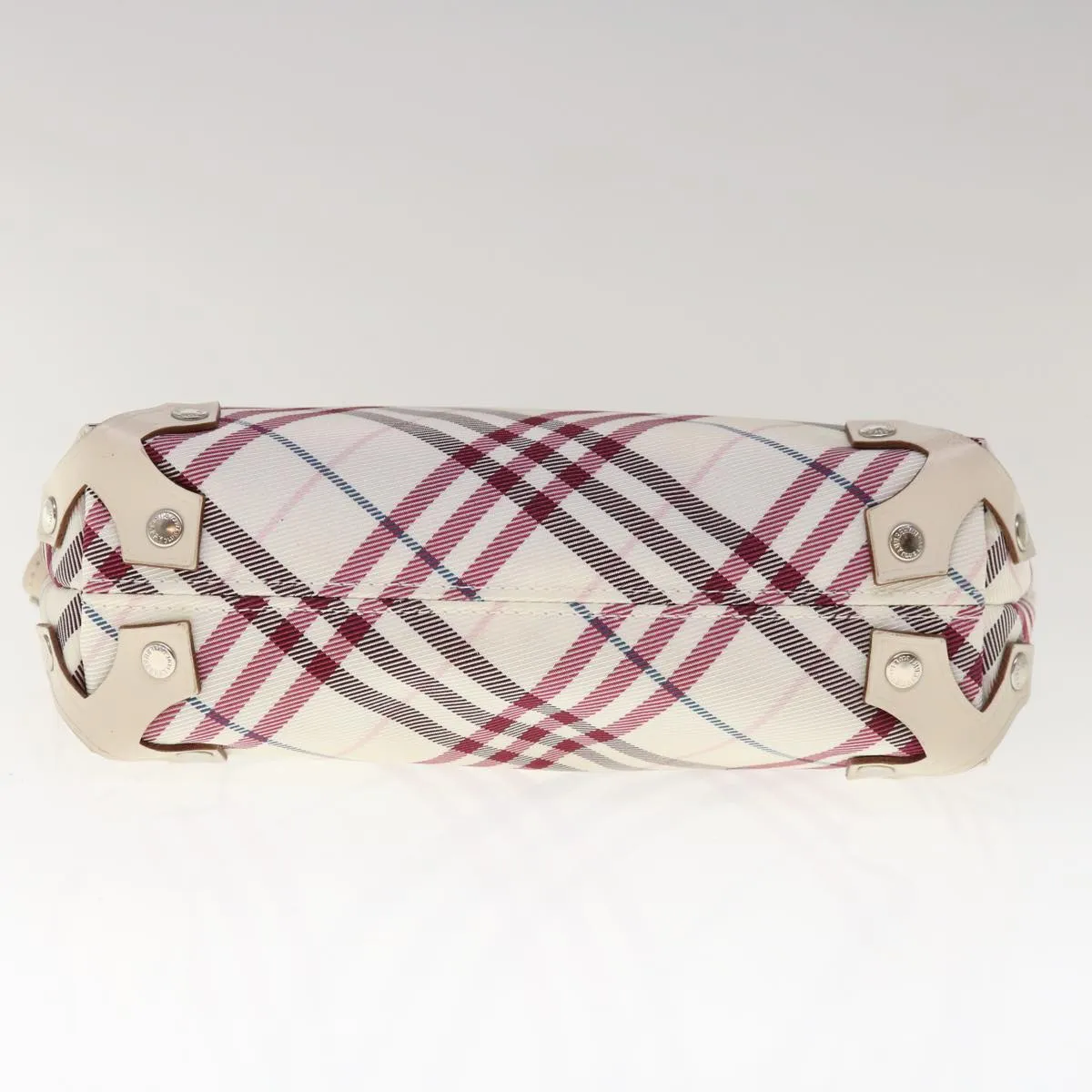 BURBERRY Nova Check Blue Label Shoulder Bag Nylon White Red 59498