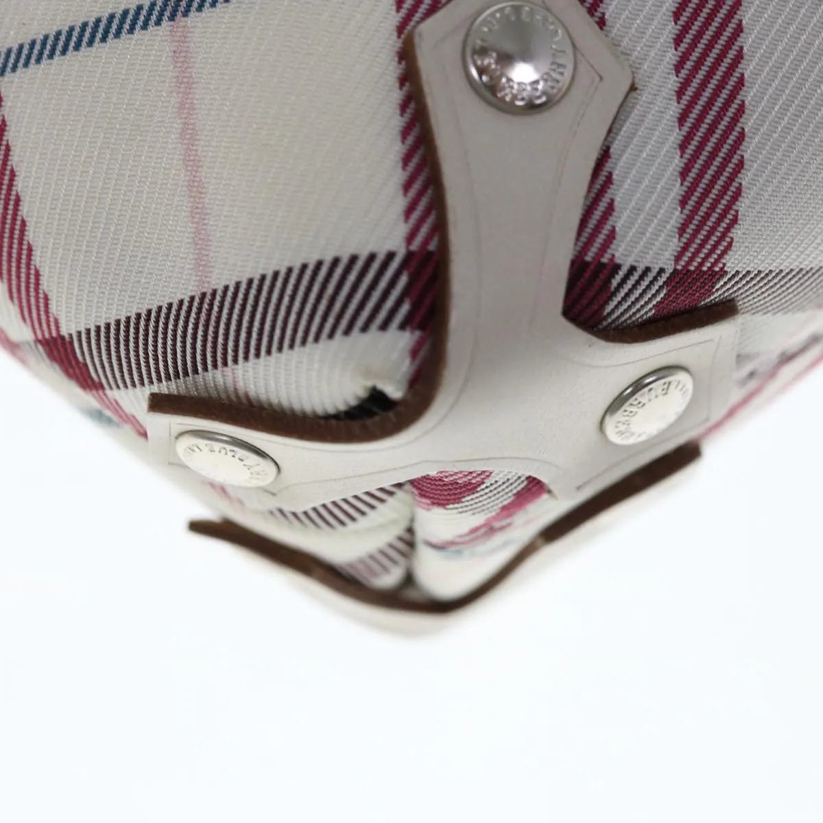 BURBERRY Nova Check Blue Label Shoulder Bag Nylon White Red 59498