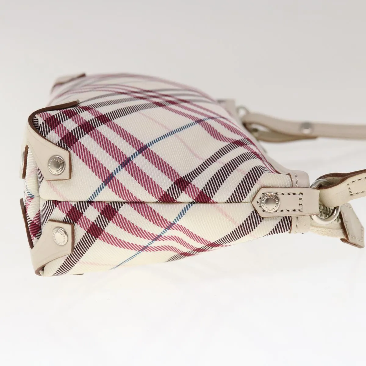 BURBERRY Nova Check Blue Label Shoulder Bag Nylon White Red 59498