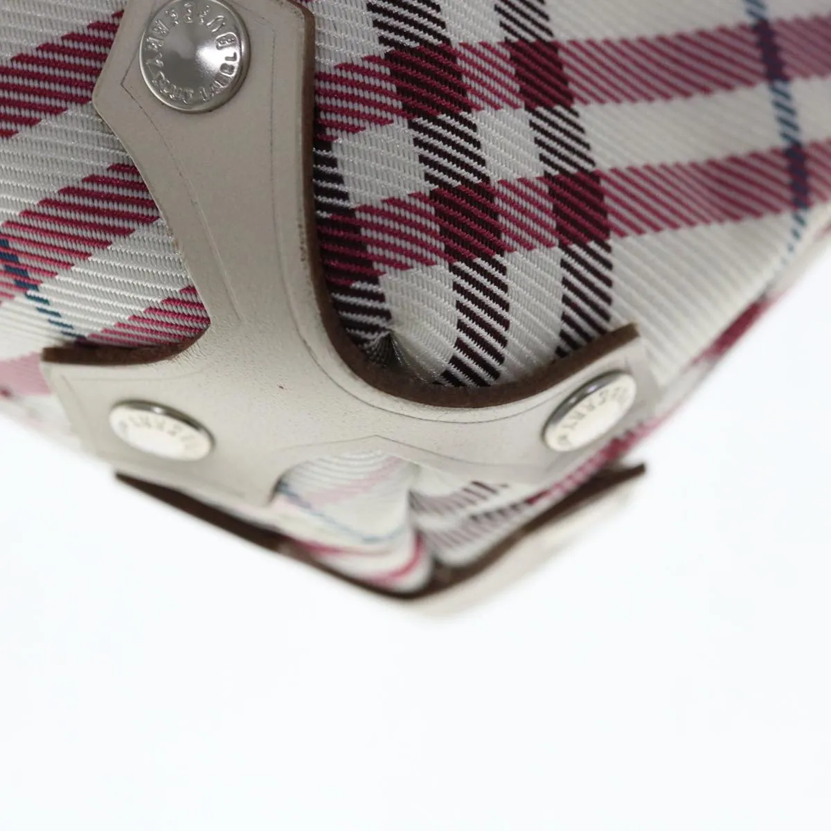 BURBERRY Nova Check Blue Label Shoulder Bag Nylon White Red 59498
