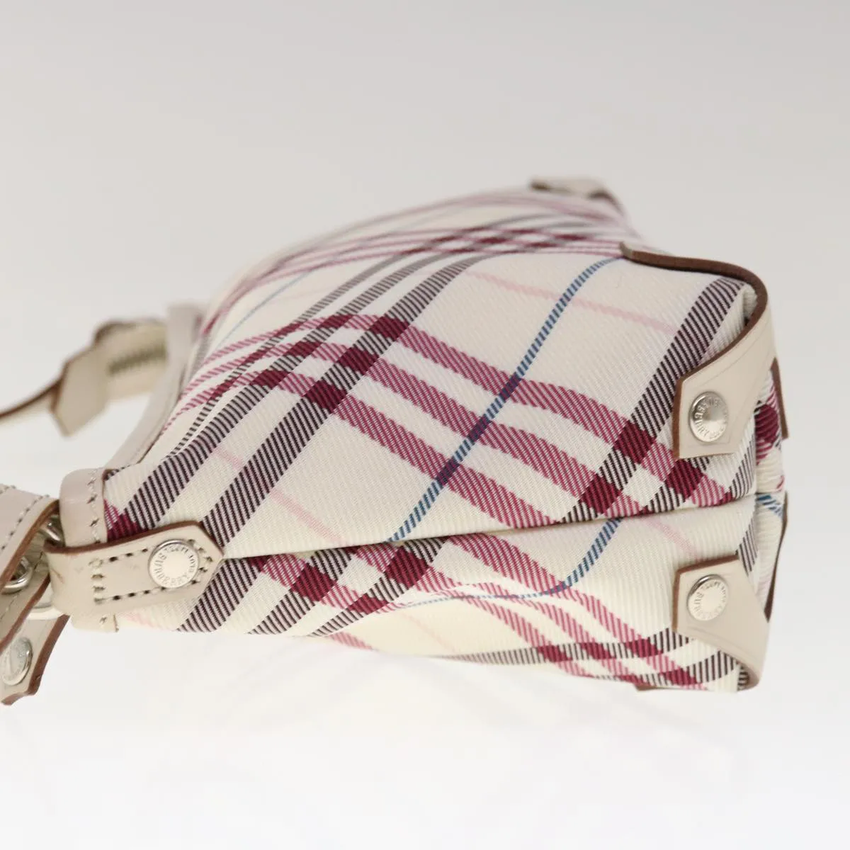 BURBERRY Nova Check Blue Label Shoulder Bag Nylon White Red 59498
