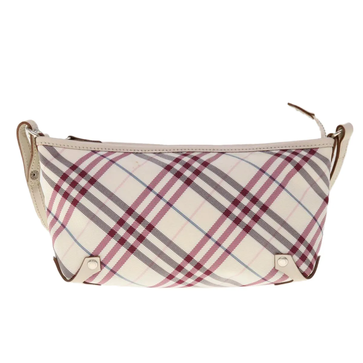 BURBERRY Nova Check Blue Label Shoulder Bag Nylon White Red 59498