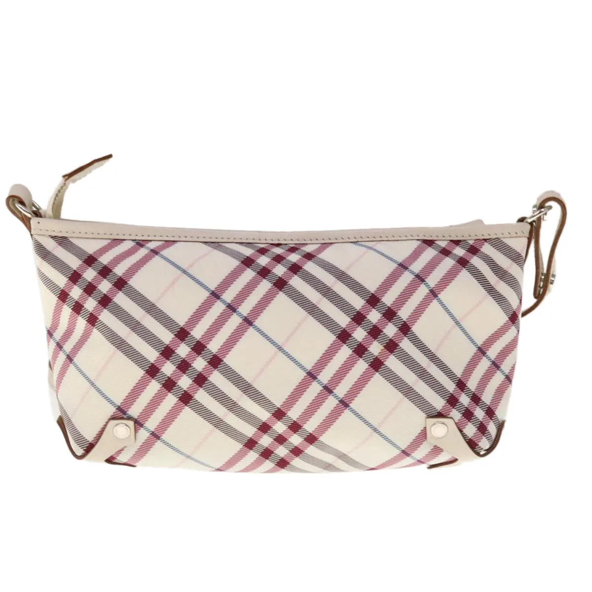 BURBERRY Nova Check Blue Label Shoulder Bag Nylon White Red 59498