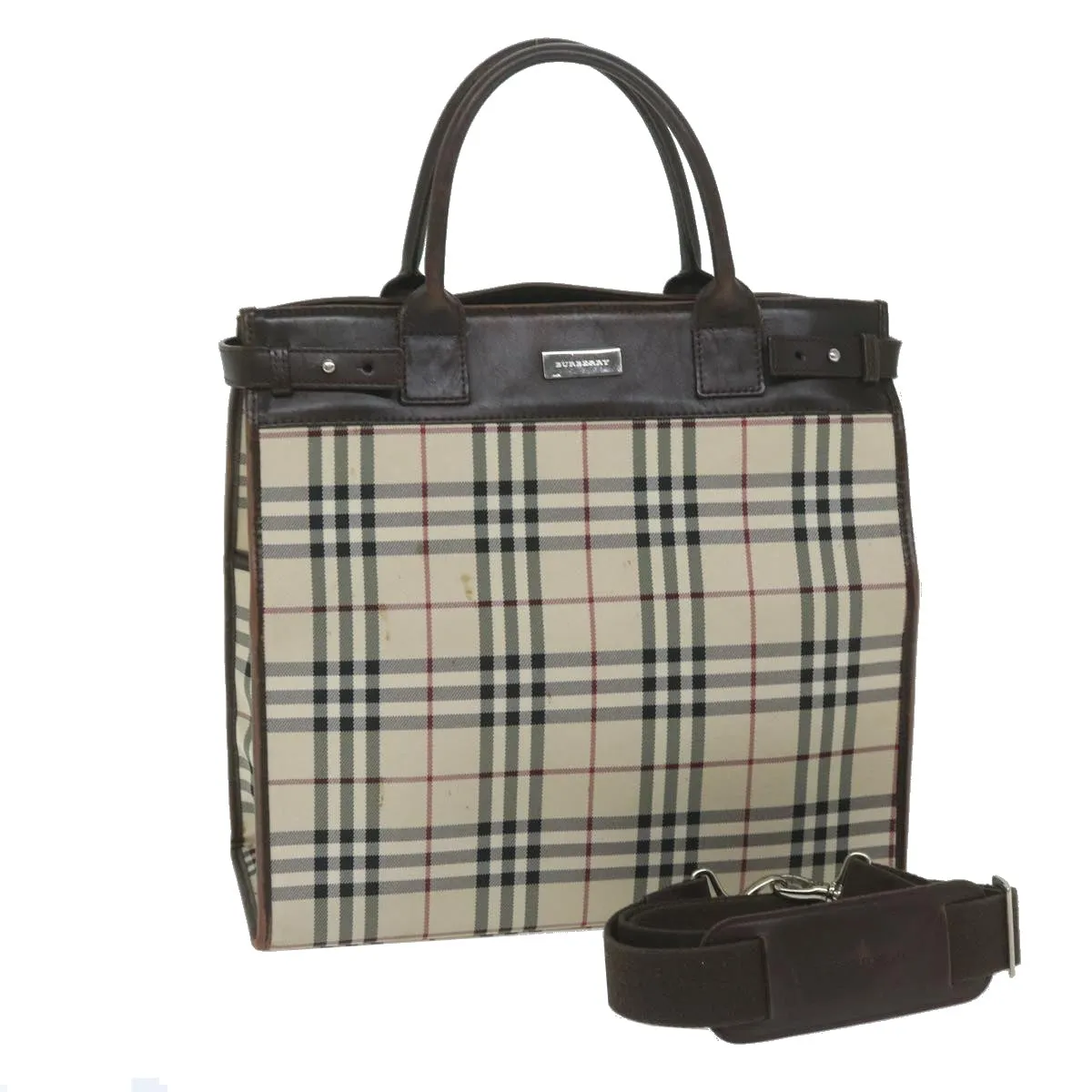 BURBERRY Nova Check Shoulder Bag Nylon Canvas Beige 60156
